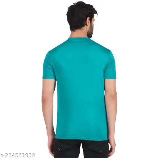 High-quality Men's DriFit Solid T-Shirt Combo (Mustard, RBlue, SGreen, Red) - Polyester, stretchable, durable for sports & casual wear