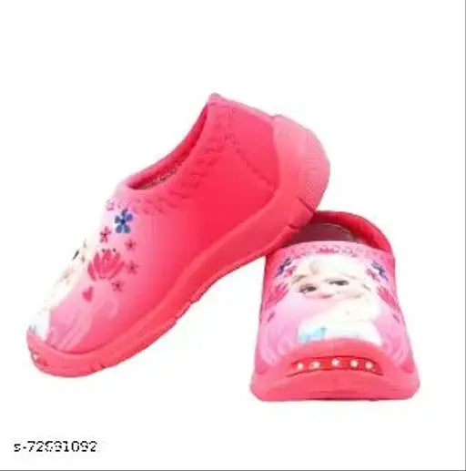 Pink Frozen design printed synthetic slip-on shoes for girls (N), soft and washable, ideal for playtime