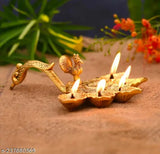 Panchmukhi Arti diya, aluminum god idol for pooja table, 19cmx23cmx7.5cm, Indian origin