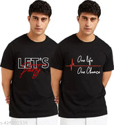 Printed cotton short-sleeve t-shirt, ONE design on front, Indian origin, men's sizes M, L, XL available
