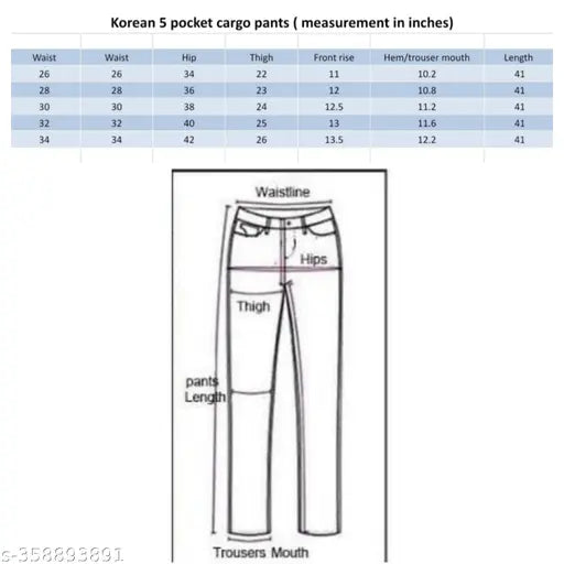 Black cotton blend Korean 5 pocket cargo pants, high-waist and wide leg with breathable fabric, baggy look, and 40" length. Cargo comes true to size and features 2 pockets on the right leg and 3 on the left. Made in India, inspired by a Korean brand