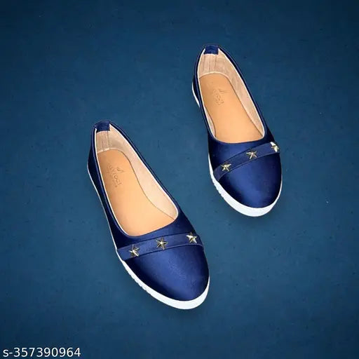 Blue synthetic ballerina juttis for women and girls - stylish latest design, slip-on footwear for comfortable walking