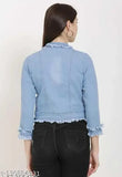 Denim jacket, solid preety designer style with long sleeves, L size, from India