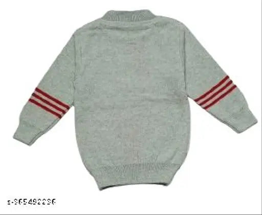 Litton striped woolen sweater for babies, long sleeves, neutral color palette, Indian handcrafted