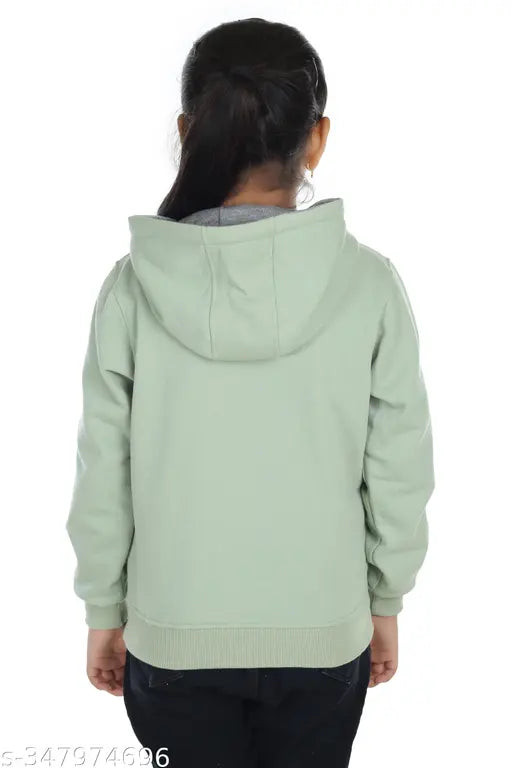 Warm polycotton printed hoodie sweatshirt for girls, winter weather-resistant fashion