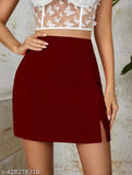 Maroon-vine party skirt with 4-way stretch and sparkling Rhinestones for women's fashion, embellished net pattern on display