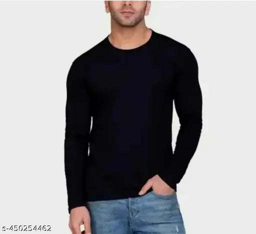Men's polyester long sleeve solid t-shirt, available in S-XXL sizes, made in India