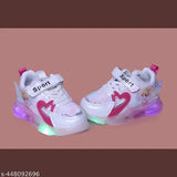 Synthetic LED shoes for kids, embellished lace-up net design, size: 9-12 months (foot length: 11 inches)