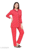 Plush women's cotton summer wear, all-over printed night suit set (NS-102), three-quarter sleeves, size S-5XL, made in India
