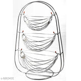 Stainless steel 3-tier fruit and veggie basket, silver standard for kitchen storage