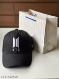 Black BTS cotton cap with LED band watch and free King bracelet for men and boys - self-designed BTS themed accessory from India
