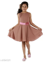 Metallic Kids Cave dress, fit and flare, regular fit, knee length polycrepe frock for 3-12 years old girls, self-design net pattern, single size available