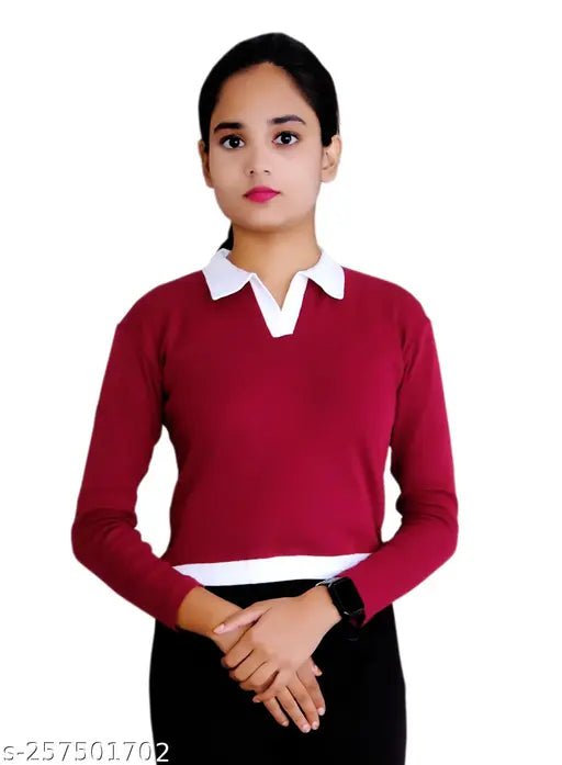 Long-sleeved women's cotton casual T-shirt, solid color, breathable, soft, durable - Indian origin