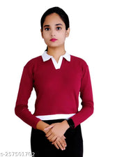 Long-sleeved women's cotton casual T-shirt, solid color, breathable, soft, durable - Indian origin