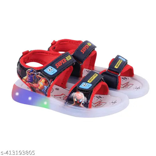 Synthetic LED sandals for kids, printed net design, ideal for active play with Velcro fastening - India