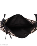 Purple and white women's sling bag with 4 compartments, canvas self-design medium size, made in India