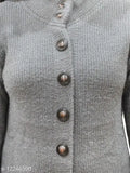 Soft wool long-sleeved cardigan, solid pattern in beautiful neutral tones