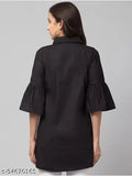 Premium Quality Cotton Women's Black Long-Sleeve Shirts, printed, three-quarter sleeves, M (38in bust, 27in length), L (40in bust, 27in length), XL (42in bust, 27in length) - India