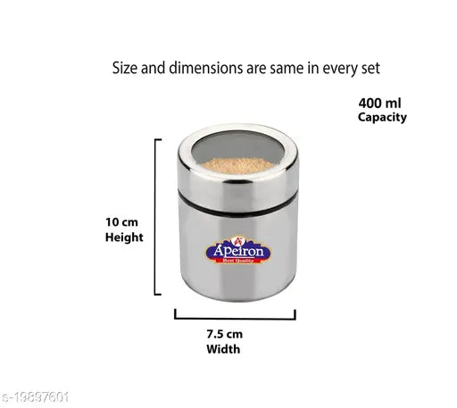 Stainless steel Apeiron Big Spice Box set, 6 pieces of 400ml each for kitchen storage and dry fruit container
