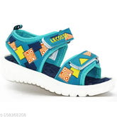 Sea Green patent leather Lecosta kids sandals, perfect for summer wear and featuring a colorblocked net design, fastened with Velcro. Ideal for boys aged 9-12 months to 6 years old. Made in India