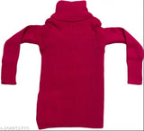 Woolen high-neck sweaters set for kids: 3 pack in solid colors (black, pink, white, blue, beige, yellow)