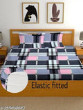 Superfine checked cotton double bedsheet (72x78 inches), 2 pillow covers by NS Shop - breathable, soft, and perfect for summer