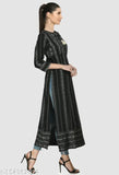 Rayon printed stripe kurta, three-quarter sleeve ladies' fashion from India