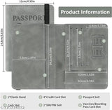 Leather RFID blocking travel document holder, includes 4 card slots, 1 passport slot, and 1 cash slot. Durable PU leather, abrasion resistant, suitable for international travel