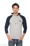 Trendy cotton blend long sleeved men's hoodie, printed net design - size S (chest 38in), Indian origin