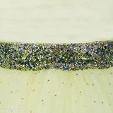 Lemon yellow net dress, embellished hi-low design for girls party wear (2-3 years, Indian origin)