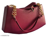 Maroon faux leather cross-body bag with box pattern, lightweight design and single shoulder strap & hand strap