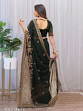 Georgette saree with zari work and running dupion silk blouse, fashionable embroidery on Indian free size saree (length: 5.5m, blouse length: 0.8m)