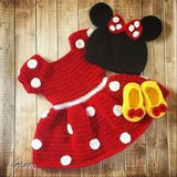 Red wool frock for girls, self-designed net pattern, single pack, 9-12 months size, made in India