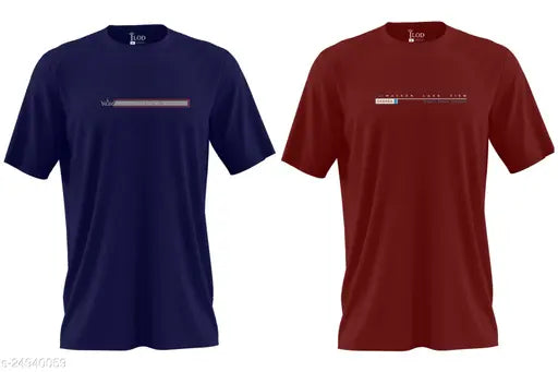 Trendy designer men's cotton short sleeves printed t-shirts, vibrant design, 2 pieces (S: 26in/36in, M: 27in/38in), made in India