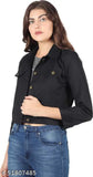 Cotton blend solid-colored waistcoat for women, elegant style with three-quarter sleeves, available in sizes S-XL