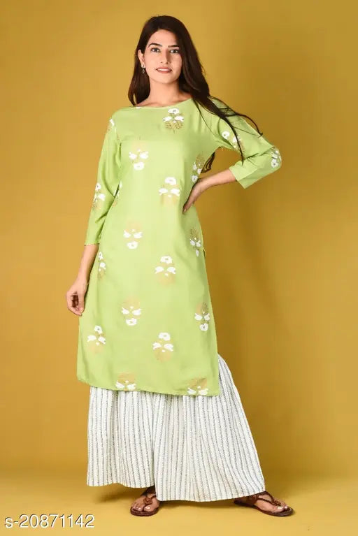 Trendy Chanderi cotton women's kurta set with sharara bottomwear, vibrant Indian fashion for M, L, XL, XXL sizes