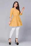 Cotton striped 3/4th sleeve tunic top, women's regular fit for versatile occasion wear, Indian-crafted designer kurta