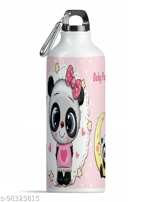 Panda-printed aluminum sipper water bottle for gym, yoga, kids, adults (600ml) - unique and trendy design, premium quality