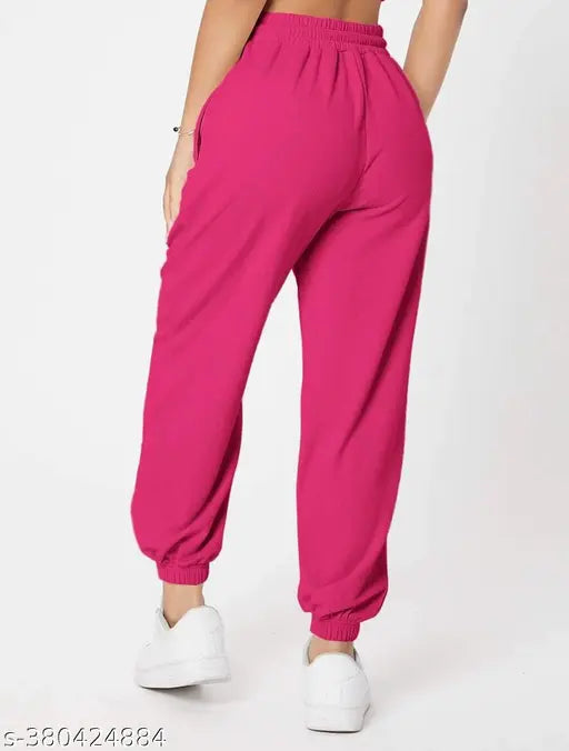 Pink cotton blend printed jogger pants, versatile and premium quality from Tabadtod
