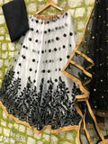 New attractive net lehenga set with embroidered dupatta, semi-stitched in free size, India origin