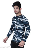 Men's military T-shirt in full sleeves, 100% 2-way Lycra fabric, printed pattern. Ideal for sports, gym, biking, and outdoor activities. Made in India