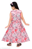 Sweet Pink Cotton Blend Digital Print Gown (Sleeveless), trendy party wear for little girls aged 1-11 from TMTRENDZ