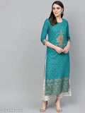Stylish daily wear women's Rayon print kurti set with palazzo bottoms, gold-printed design from Jaipur, India