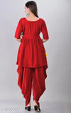 Rayon Alisha Kurta sets for couples, solid-colored Indian dhoti pants and kurta with short sleeves
