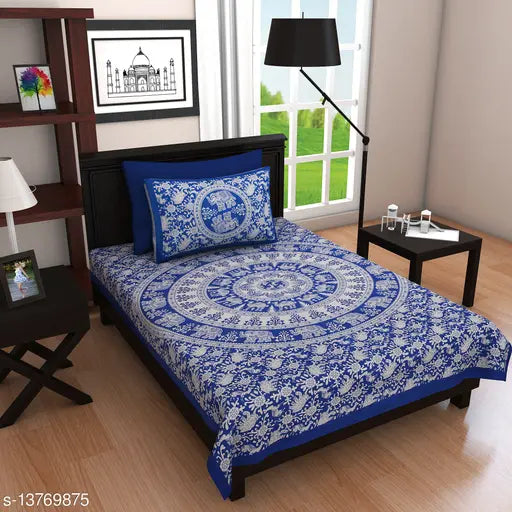 Cotton bedsheets, 104 thread count, versatile, single size, pack of 2 with 2 pillow covers, India