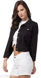 Trendy solid women's cotton jacket, long sleeves, full-length, India-made