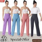 Cotton blend high-rise bootcut bellbottom trousers for women (set of 4), elongating and balanced silhouette style from India