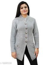 Woolen long-sleeve buttoned cardigan, soft and solid, beautiful for autumn wardrobe (India origin)
