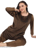 Duchess Women's Supersoft Velvet Printed Winter Nightsuit - Indian-made luxury nightwear for cozy nights, featuring stylish prints & warm velvet fabric
