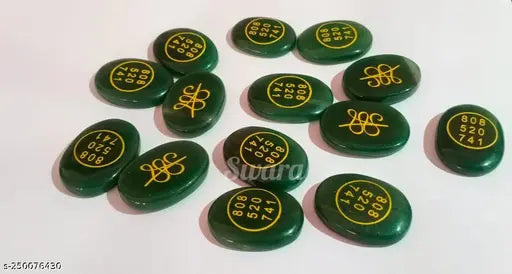Green Swara Agate Crystal Stone Money Switch Word and Zibu Symbol - Prosperity and Good Luck charm, 8.5cm x 2.5cm x 4.5cm (1 piece)